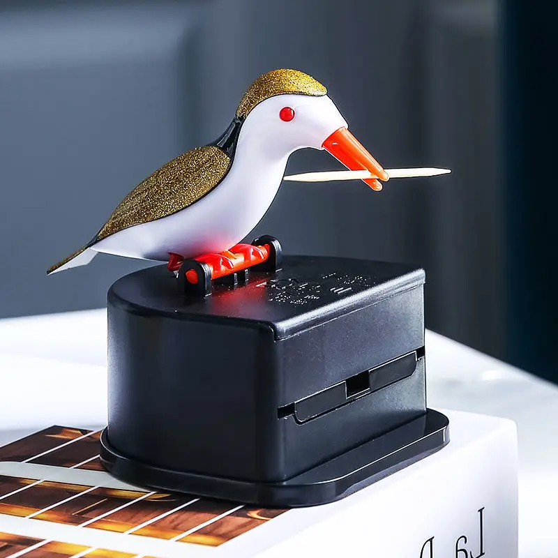 Cute Little Bird Toothpick Container Automatic Toothpick Dispenser Toothpick Holder Home Decor Table Decoration Table Accessorys