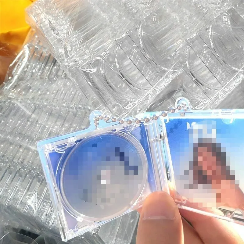 DIY Mini Blank CD Peripheral Commemorative Key Chains Photo Decoration Plastic Case Pendant for DIY Keyring Backpack Hanging