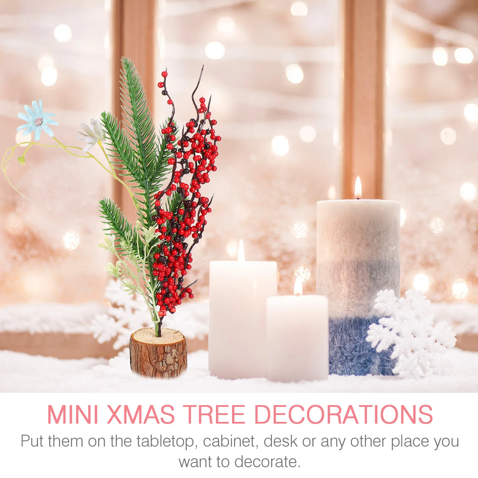 

2 Pcs Mini Christmas Tree Ornaments Artificial Decorations Desktop Adornment Trees Xmas