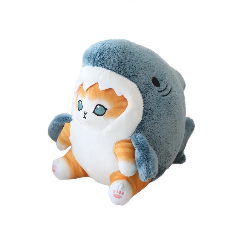 20-55cm Kawaii Shark Cat Pluszowe zabawki Cute Cat Cosplay Shark Stuffed Anime Doll Kolorowa poduszka dla dzieci Prezenty dla dziewczynek