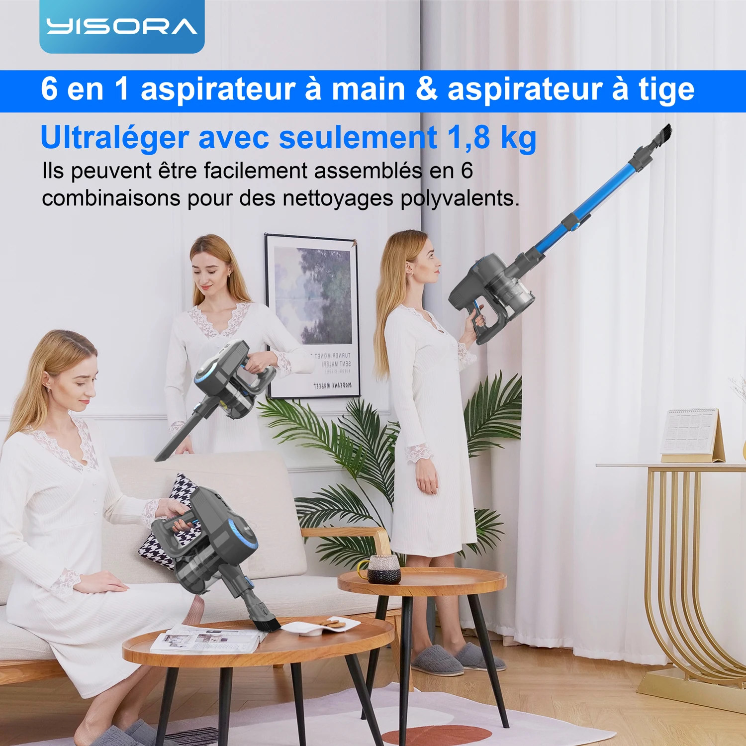 INSE N300 Cordless vacuum cleaner, 20kPa&2-speed, 175W 40 minutes, 3.2lb lightweight vacuum cleaner, for Pet Hair, Home, Car