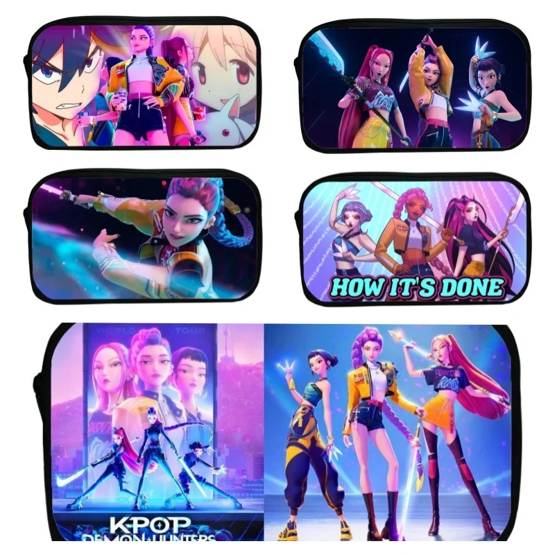 Hunter Kpop студенческий пенал, большая тканевая сумка для девочек, офисная школьная сумка для ручек, пенал с рисунком демона, чехол-держатель для ручек