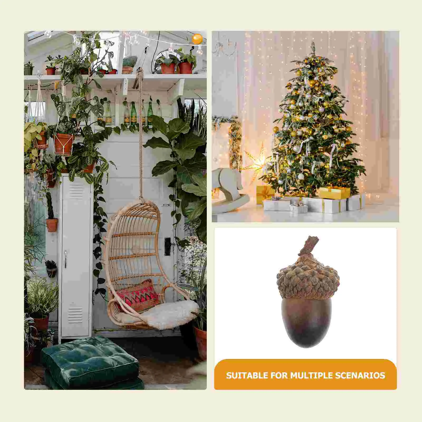 60 piezas de bellota mini adornos de juguete para árbol de Navidad plantas de casa decorar papá artificial