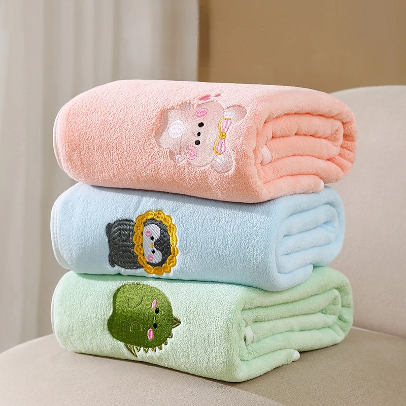 

Printed baby bath towel 43*41 inches absorbent non-linting lovely embroidery pattern texture light and soft feel delicate