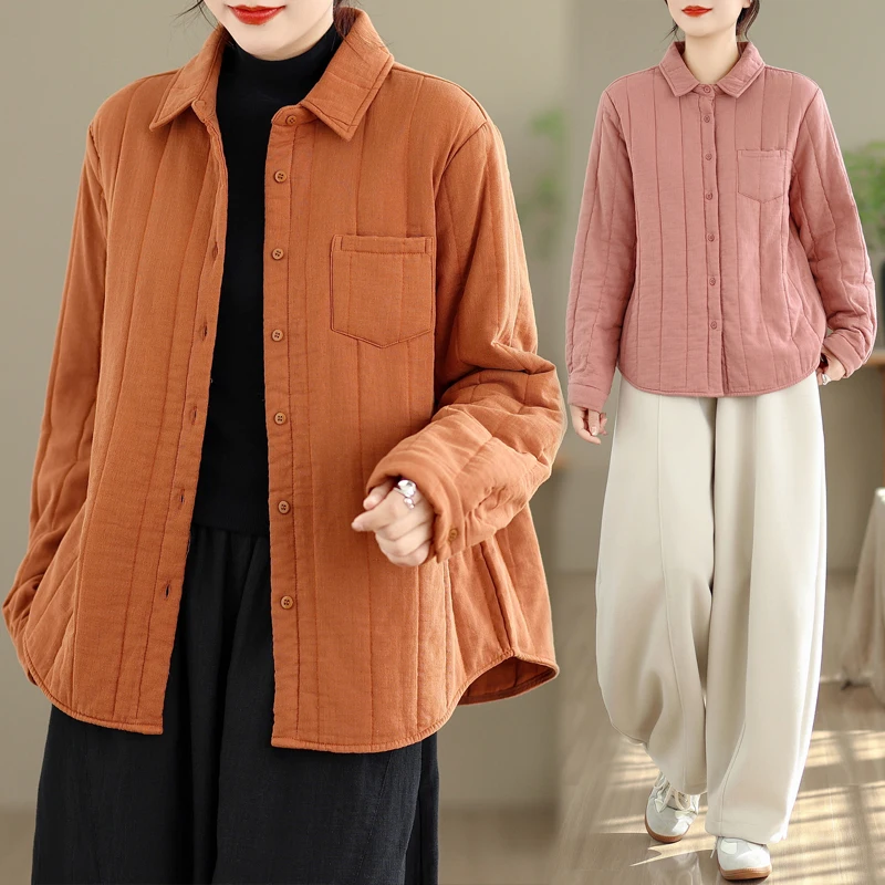 

Женское хлопковое пальто больших размеров, утепленное, осенне-зимнее, с эффектом стройности, для повседневной носки, стандартной длины