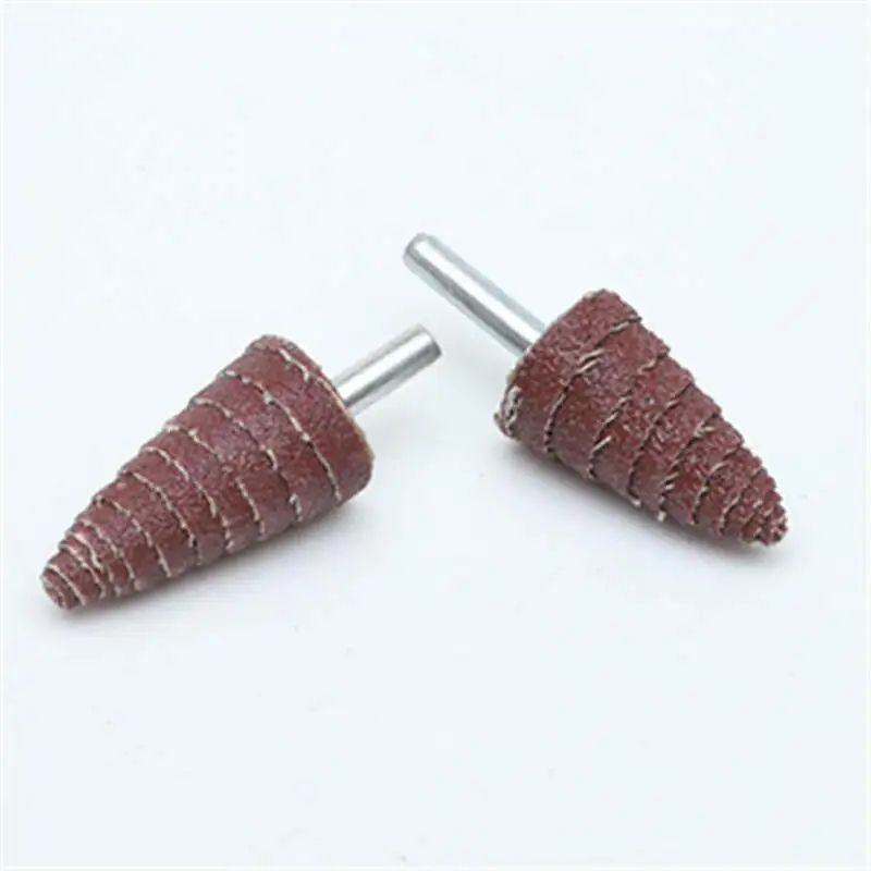 Cone louver with handle, emery cloth pointed grinding head, polished metal wood pagoda type page wheel handle 6MM gauze