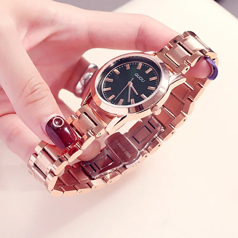 นาฬิกาสายสแตนเลสสตรีอินเทรนด์ใหม่, การเคลื่อนไหวแบบควอตซ์, นาฬิกาลำลองและทันสมัย, นาฬิกาผู้หญิงคุณภาพสูง