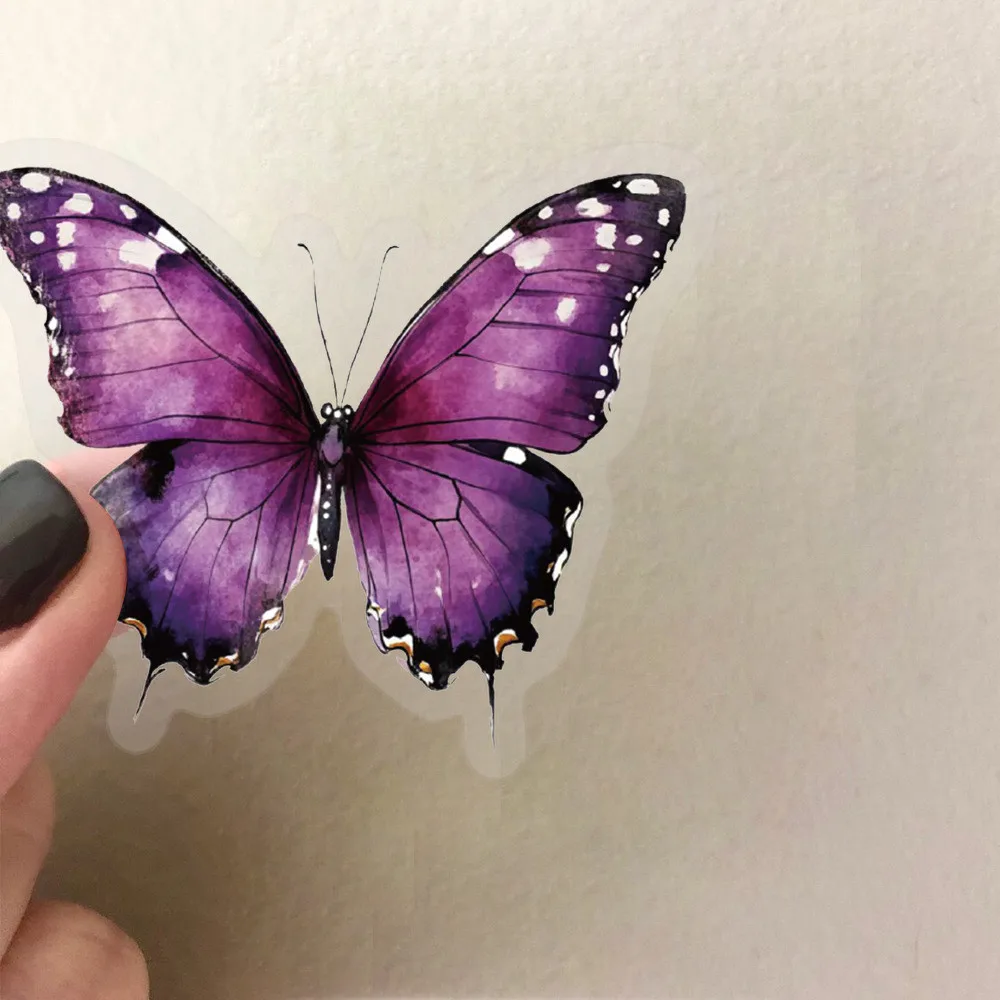 50PCS Transparent Elegant Butterfly Sticker Pack - Waterproof Clear PET for Scrapbook, Guitar BulingBulingStickers Store