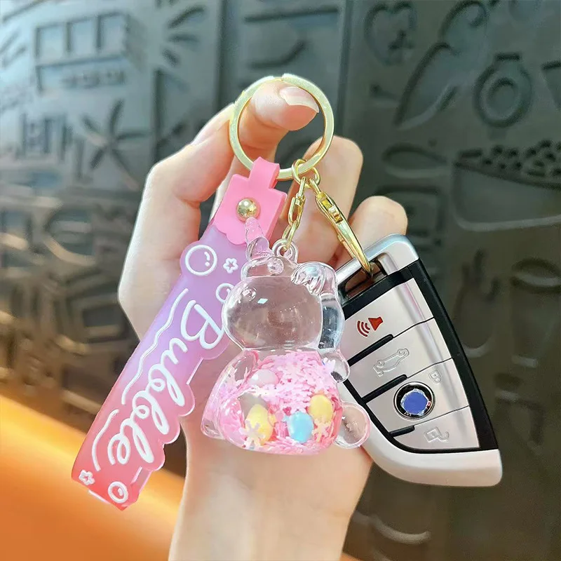 Cartoon Unicorn Sand Quicksand Keychain Girl Bag Pendant Cute Animal Keychain Mobile Liquid Floating Unicorn Keychain Gift