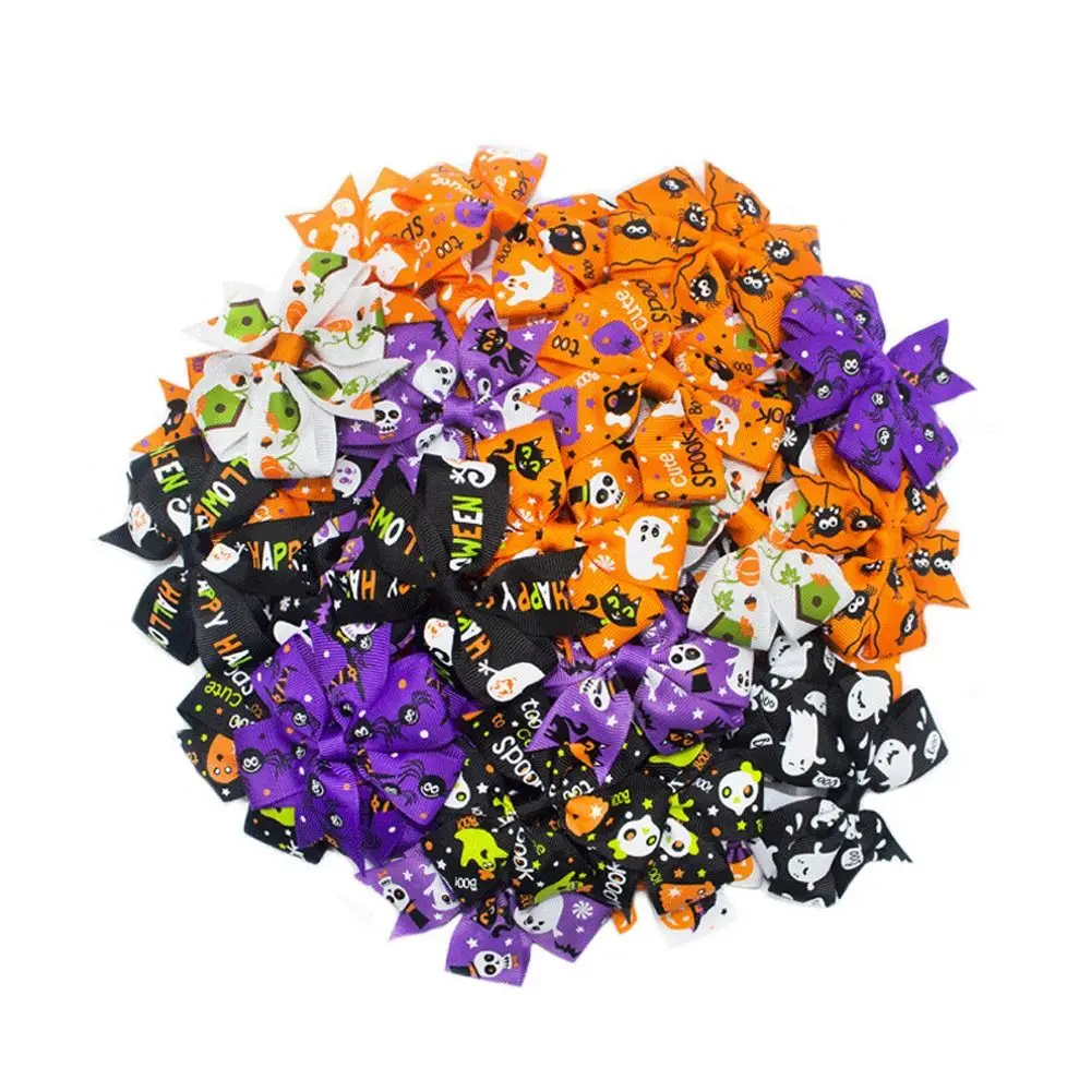 Divertente scheletro Halloween fiocco fermaglio per capelli zucca pipistrello zucca forcina ragno teschio pipistrello clip a becco d'anatra cosplay
