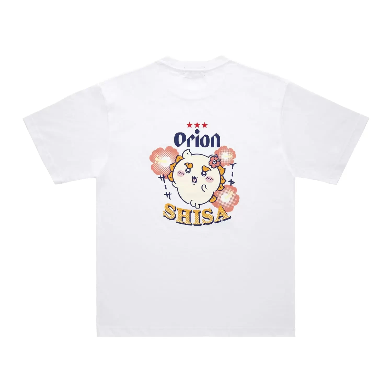 2026 Chiikawa X Orion Front & Back Print T-shirt Unisex Summer Beach Sunset Palm Tree Cute Cartoon Character Short Sleeve