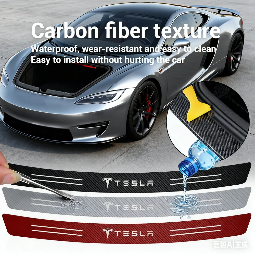 

1pc Car Tail trunk Rear Bumper Protector Carbon fiber Sticker For Tesla Model 3 S X Y Style Roadster Coil WYE Mod Accessories