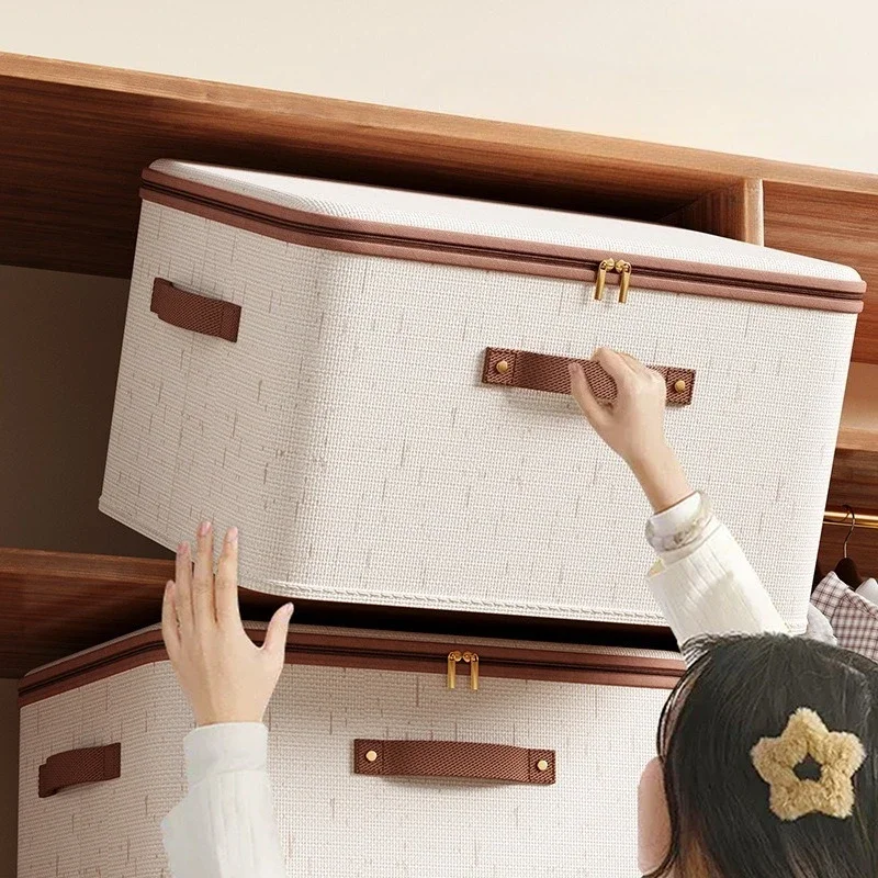 Extremely Large Thicken Clothes Organizer Home Cotton Linen Quilt Pants Sweater Storage  Box Bedroom Closet Wardrobe Organizer