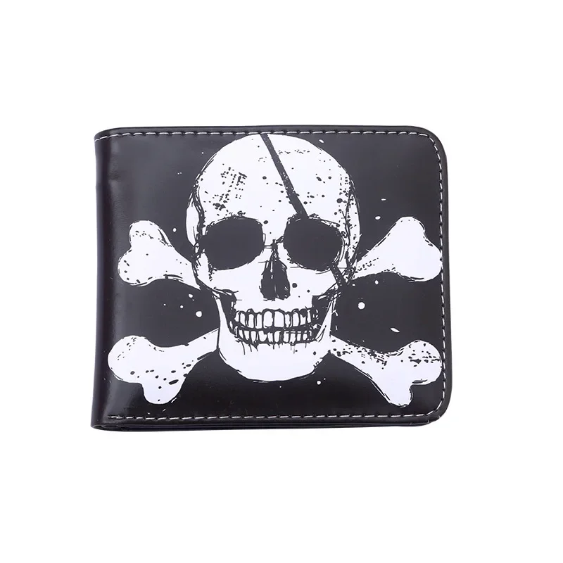 PVC Skull Pattern Short Wallet Cartoon Man Leather Wallets Retro Men's Wallet Small Change Bag Card Bag