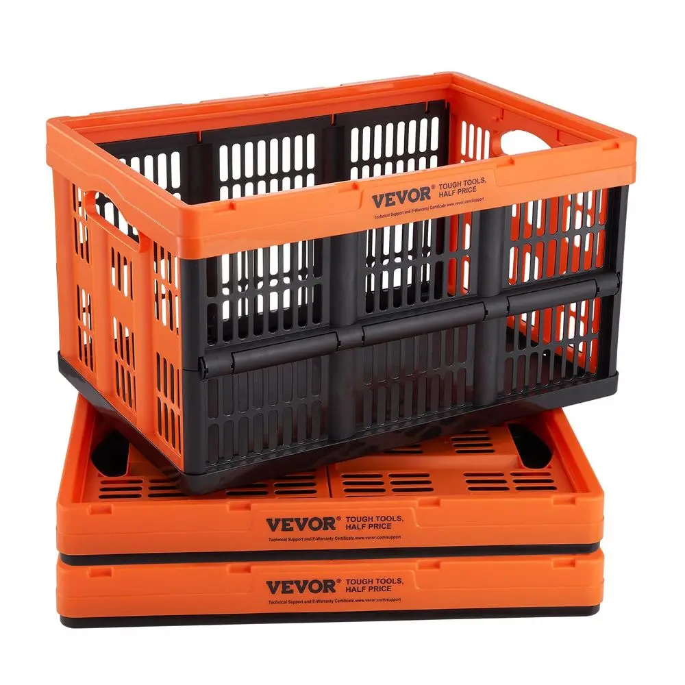 

Plastic Collapsible Storage Basket, 45L 3 Packs, Folding Stackable Storage Containers Bins with Handles, Large Heavy Duty Conta