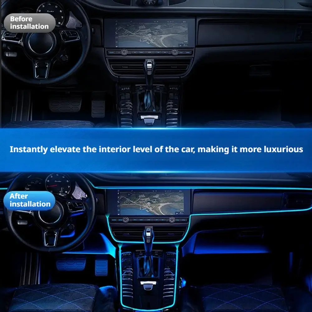 

Car Interior Atmosphere Strip 1/2/3/M DIY Cold Light Decoration Line Lamp Ambient Blue Tube White Auto USB T1N4