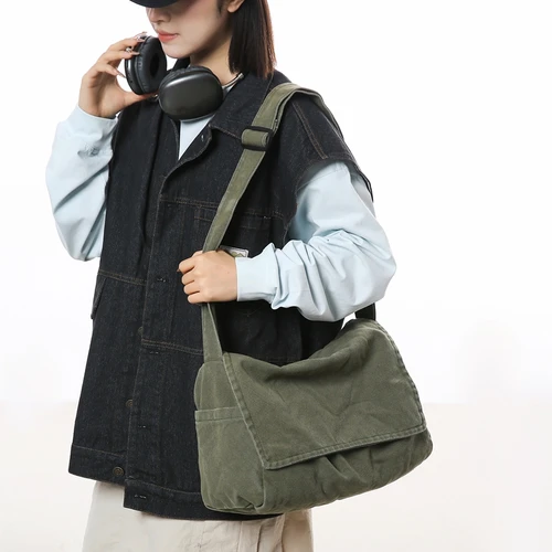 Imagen 2 del producto Bolso bandolera minimalista de gran capacidad para hombre, bolso de hombro informal, adecuado para vacaciones, actividades al aire libre, desplazamientos diarios