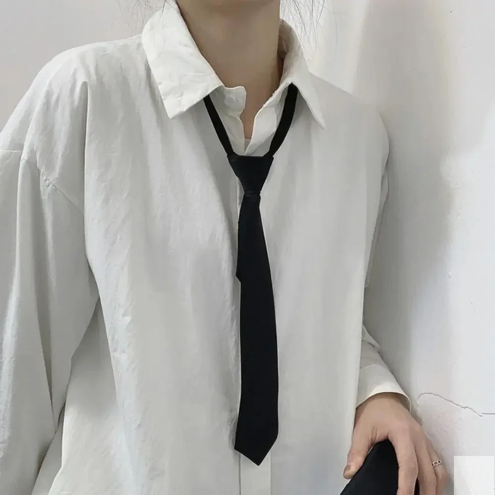 Unisex Ties Retro Silky Narrow Neck Tie Slim Smooth Women's Bow Tie Korean Style Simple Elegant All-match Trendy Students Tie image 2