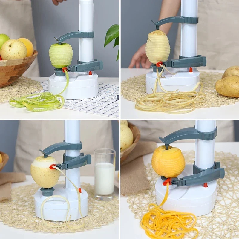 Upgraded Package Electric Spiral Apple Peeler Cutter Slicer Fruit Potato Automatic Battery Operated Peeler Machine Kitchen Tools