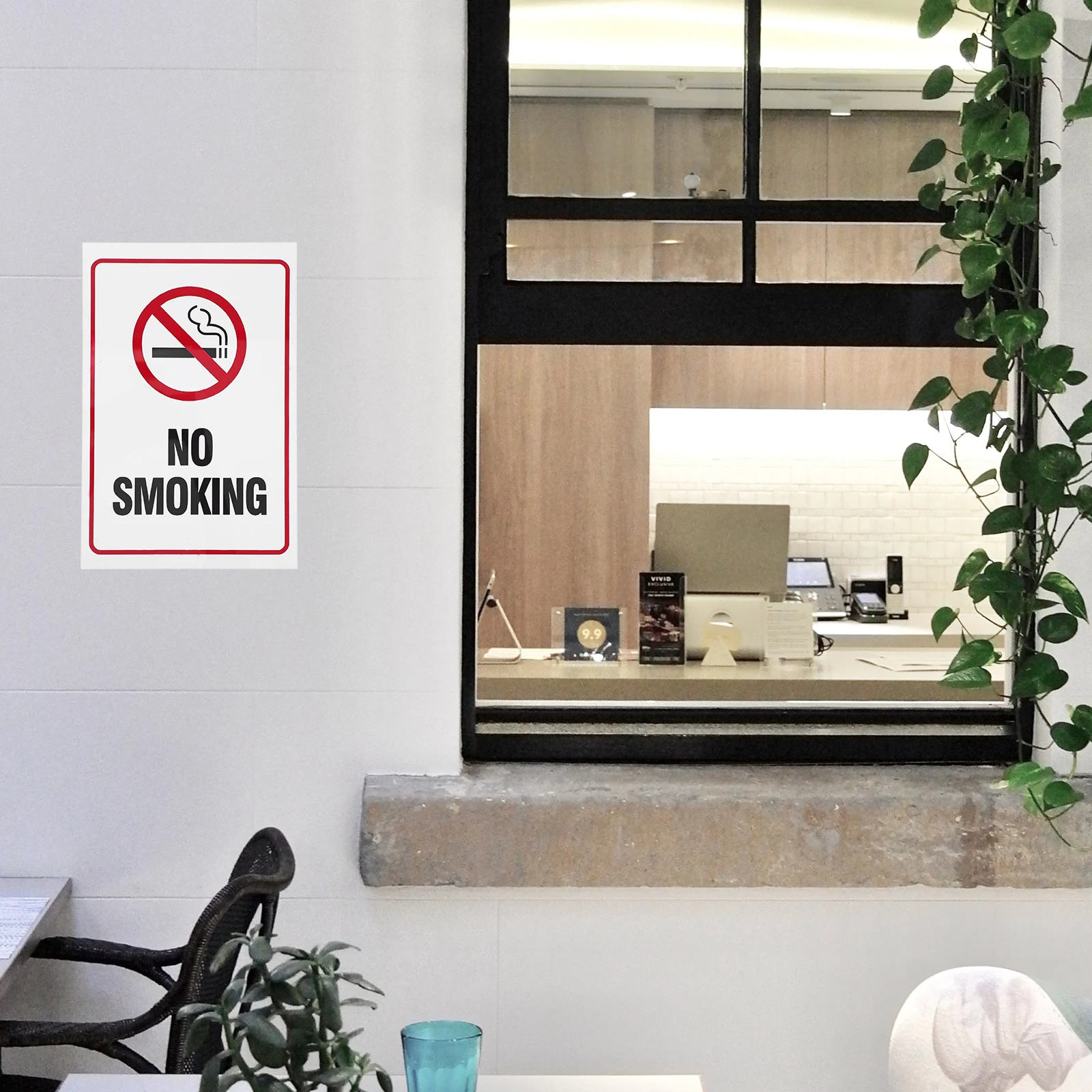 Aluminum No Smoking Business Warning Sign For Restaurant Home Outdoor Indoor Clear Message Convenient Installation