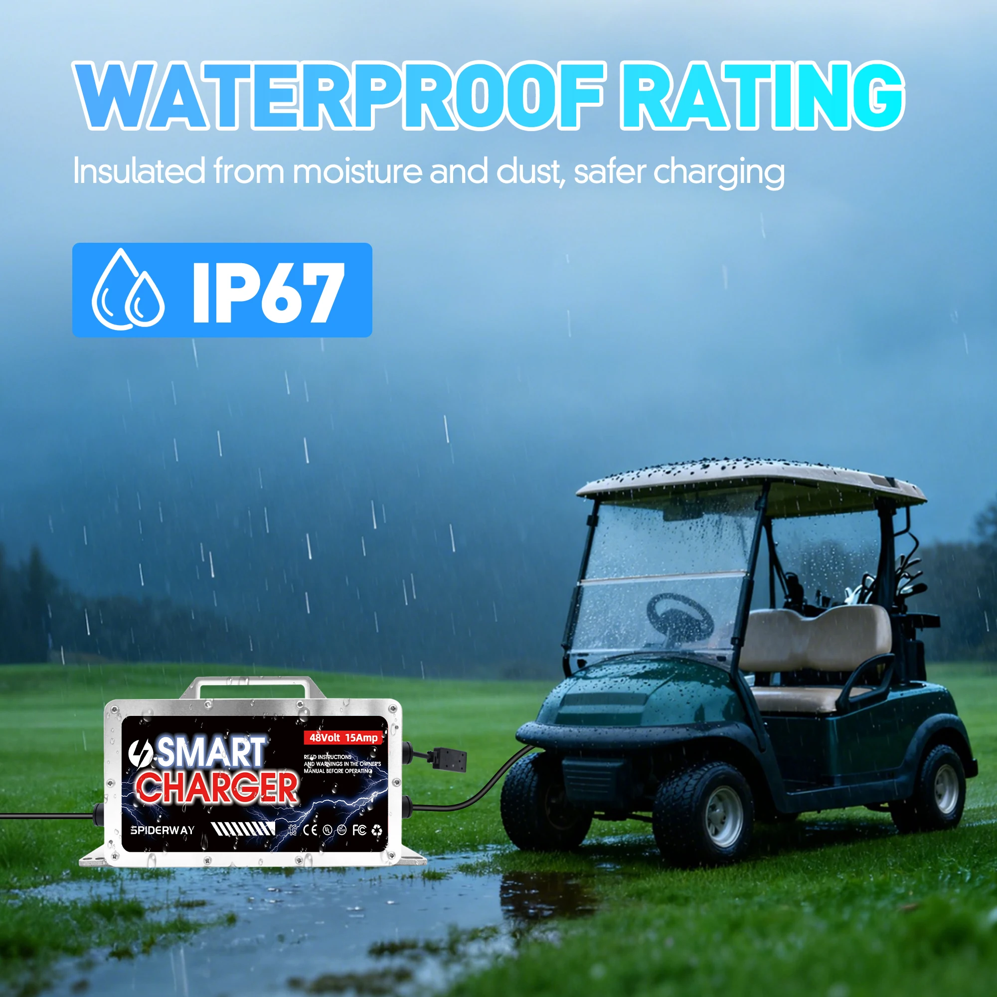 48 فولت 15 أمبير عربة جولف شاحن بطارية D نمط التوصيل ل EZGO TXT عربة جولف IP67 مقاوم للماء بطاريات الرصاص الحمضية #5