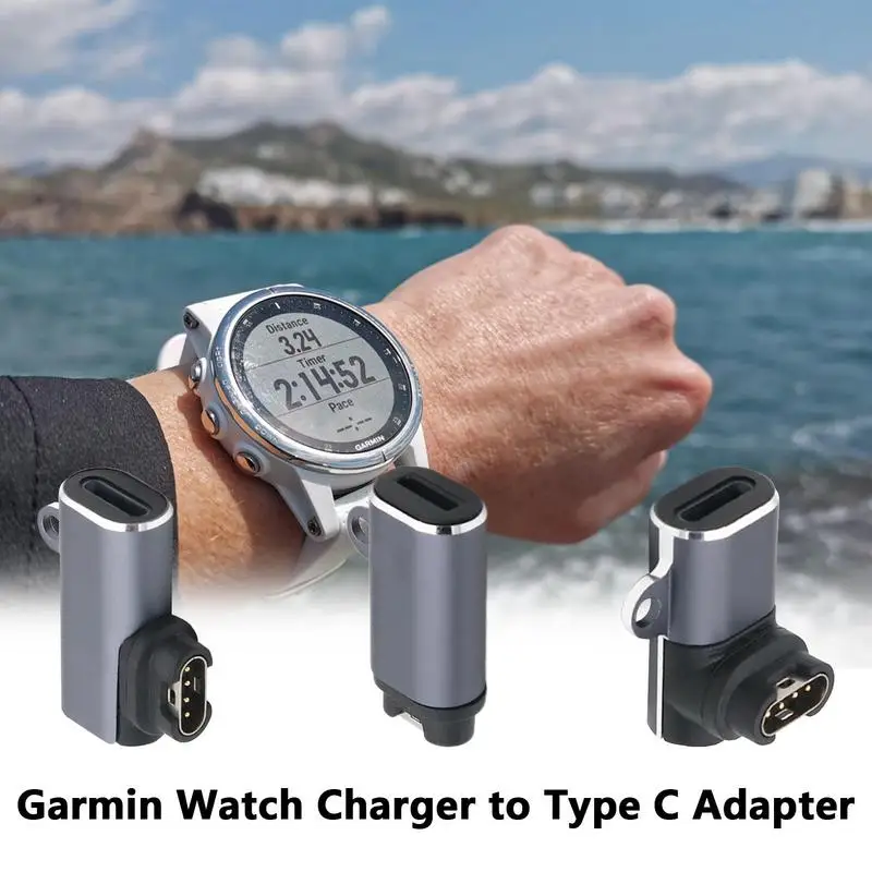 Cargador Compatible con Garmin Fenix7 6S 6 5X Venu 2 Sq Watch A Adaptador tipo C 90 grados curvo adaptador de cargador tipo C