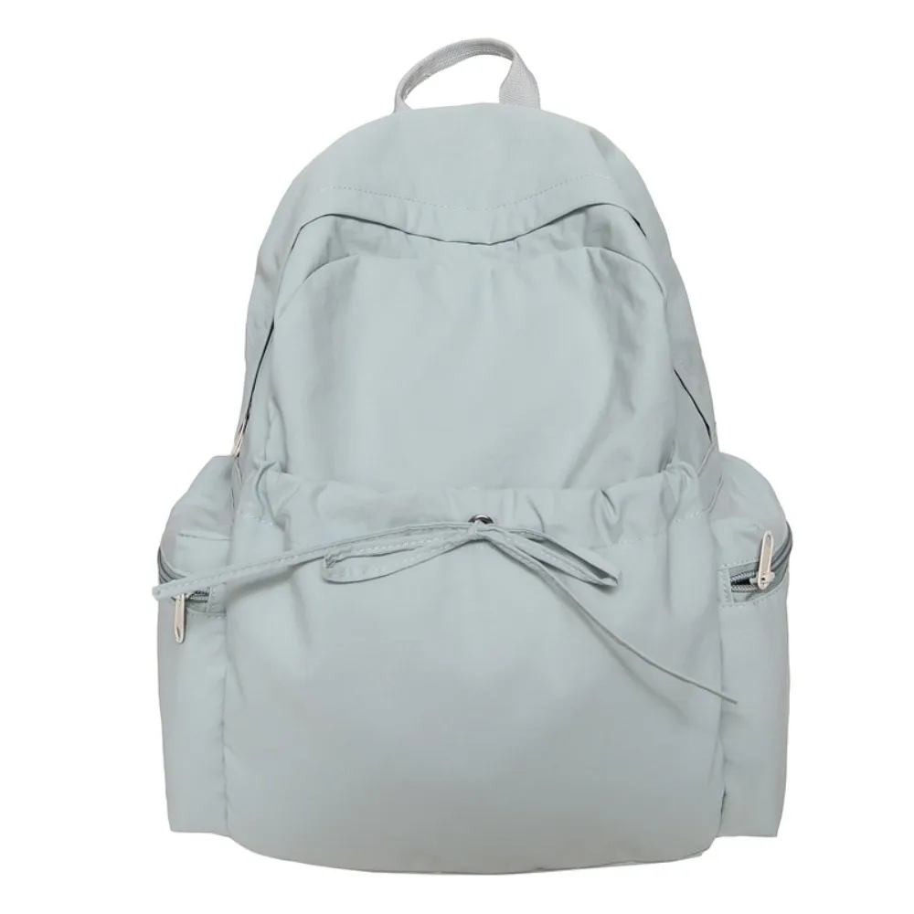 Y2k Sweet Bow Backpack Bowknot Solid Color Drawstring Rucksack Bow Design Durable Student School Bag Daily