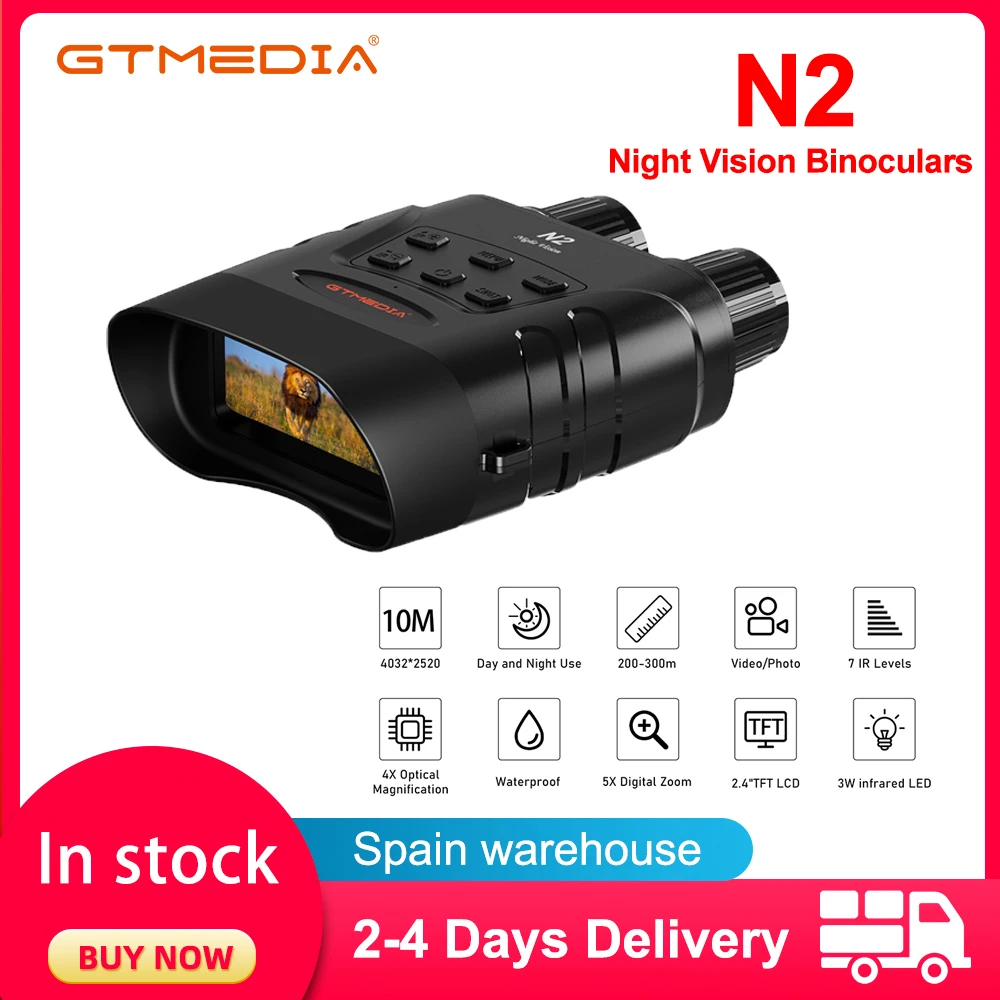 

GTMEDIA N2 Night Vision Binoculars,850nm Infrared,1080P FHD video,5X Digital Zoom Telescope Outdoor Day Night Dual Use