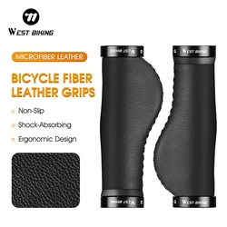 WEST BIKING Bicycle Fiber Leather Grips impugnatura antiurto antiscivolo impugnatura per manubrio MTB Bike manubrio accessori per ciclismo