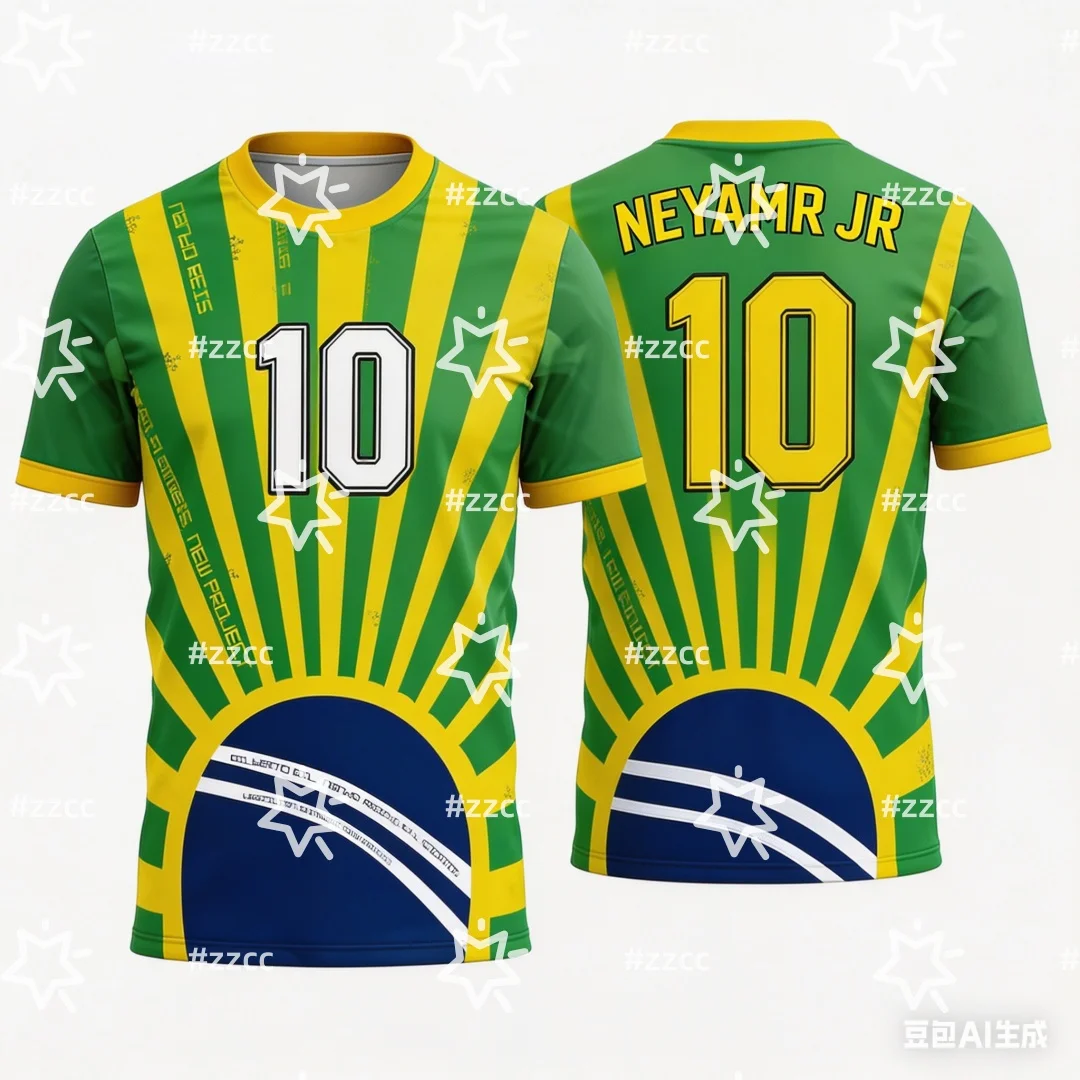 

2026 Neymar Brazil Team Football Jersey Match & Training Kit Summer Sports Men's T-Shirt Children's Clothing Tee Y2k Woman ﻿