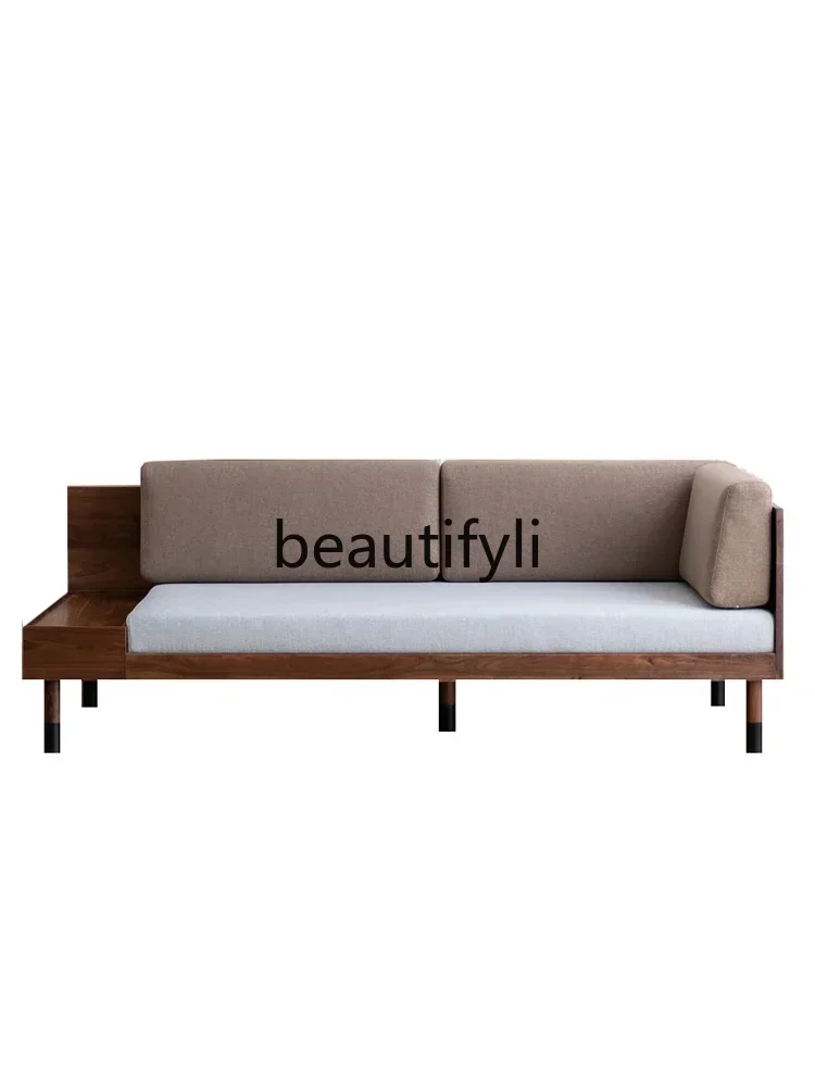 32Solid wood black walnut log integrated sofa living room large sofa
