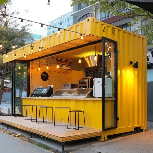 Industrial Style Coffee Bar Food Container Shop House Storage Container Modern Kiosk Booth Foldable Container House