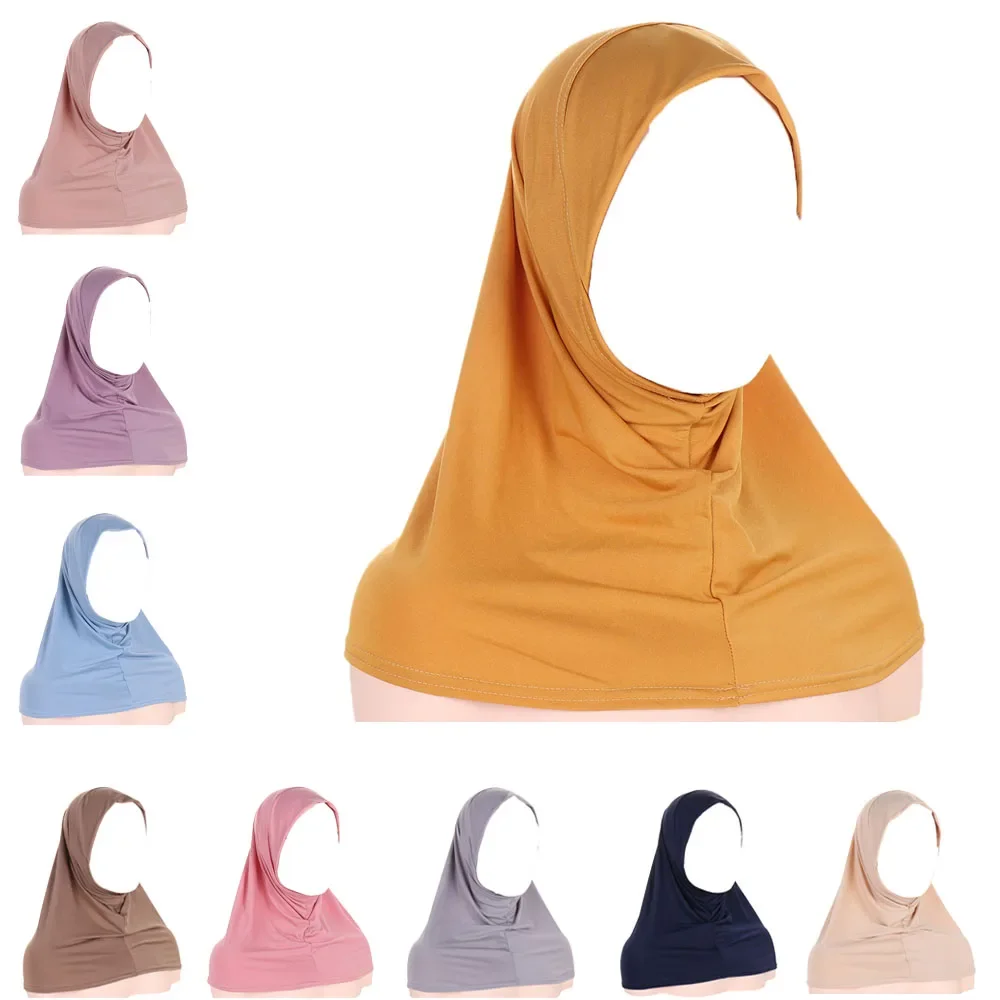 One Piece Amira Hijab Muslim Women Solid Head Scarf Wrap Shawl Pull On Ready To Wear Hijabs Islamic Niab Nikab Instant Headscarf