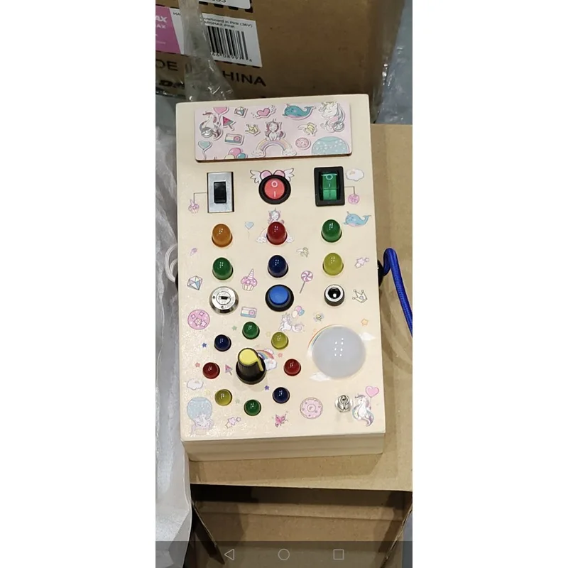 Wooden Busy Board Montessori Early Education Toy LED Light Music Switch Sensory Puzzle Game Kids Christmas Gift Educational