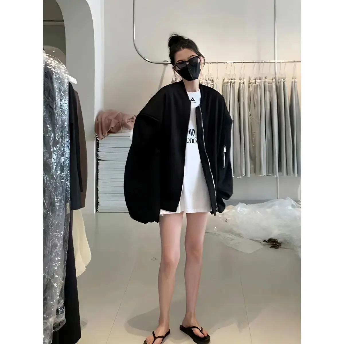 

Ladies Y2K Winter Jackets Woman Adjustable Button-Up Ulzzang Floral Print Printing Preppy Texture Arts Double-Deck Young Ins