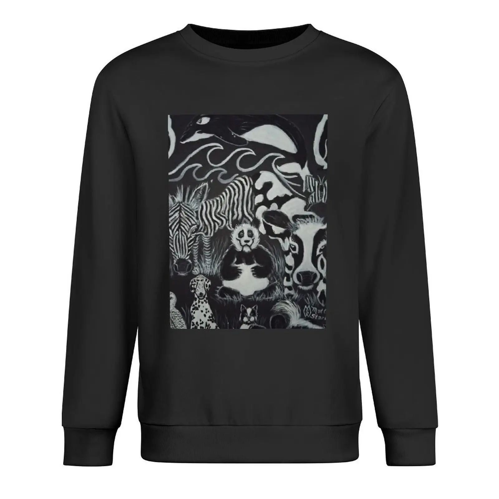 

Just Black & White Animals Pullover autumn clothes men clothes aesthetic clothing men's winter sweater hoody