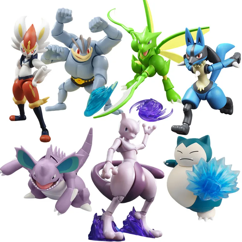Blokees Pokemon Mewtwo Adventure Prologue Snorlax Cinderace Scyther Lucario Monster Action Figure Assembling Toys Birthday Gifts