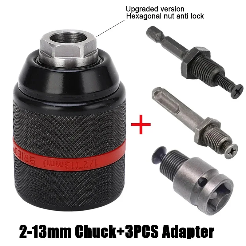 Mandril de Broca de Metal sem Chave com Rosca de Travamento Automático 220unf 1.513 mm Ferramenta de Troca Rápida Adaptador de Chave Redonda Hexagonal