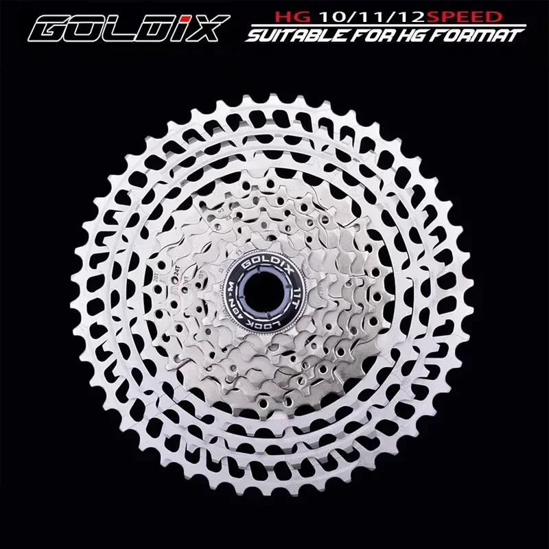 GOLDIX Ultra light Mountain Bike Bicycle Cassette Aluminum Alloy Hollow CNC Machining 11/12Speed HG Compatible with SHIMANO