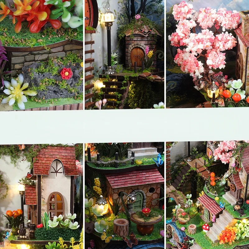 ديوراما غابة غامضة غامضة، منزل خرافة خشبي ثلاثي الأبعاد يمكنك صنعه بنفسك، هدية عيد الميلاد لديكور سطح المكتب المسحور #3