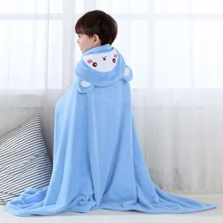 Children's bath towel poncho quick-drying coral velvet bathrobe hooded baby hooded bath towel