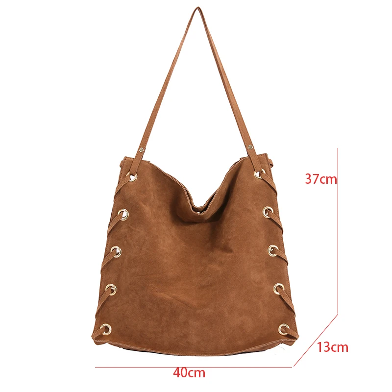 Ladies Handbags Brown Women Bags Designer Tote Luxury Brand Suede Leather Shoulder Bag Women Top Handle Bag Female Sac A Main