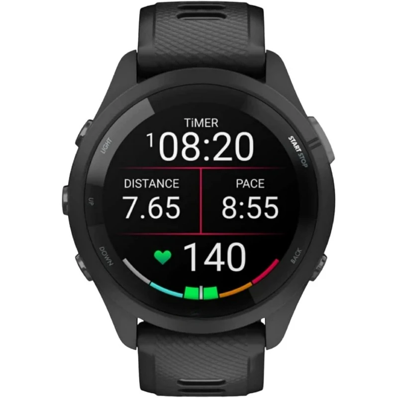 Forerunner 265 Running Smartwatch, Colorful AMOLED Display, Training Metrics and Recovery Insights, Black and Powder Gray