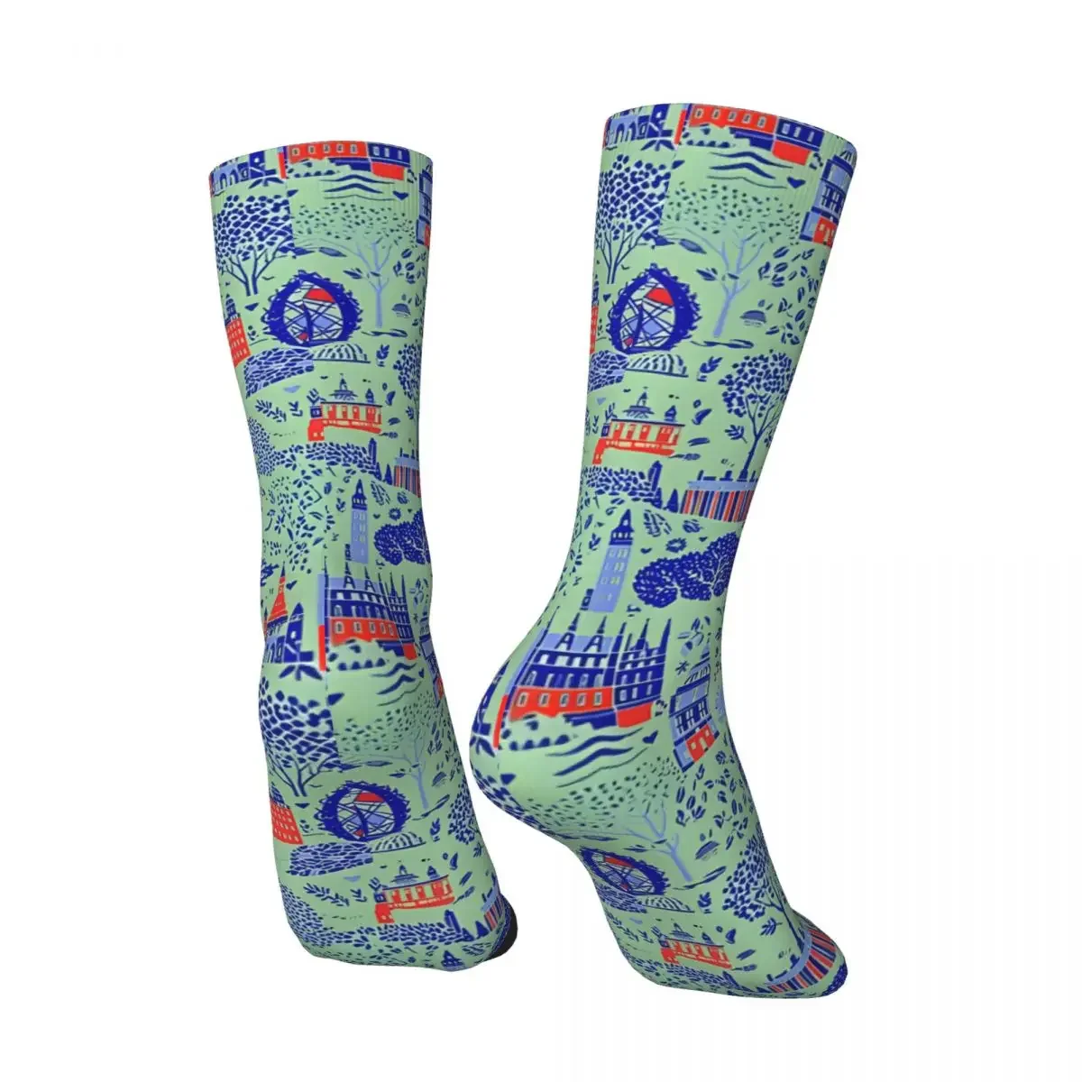 London Sightseen Naive Style Men's Socks Retro Harajuku Street Style Novelty Pattern Crew Sock