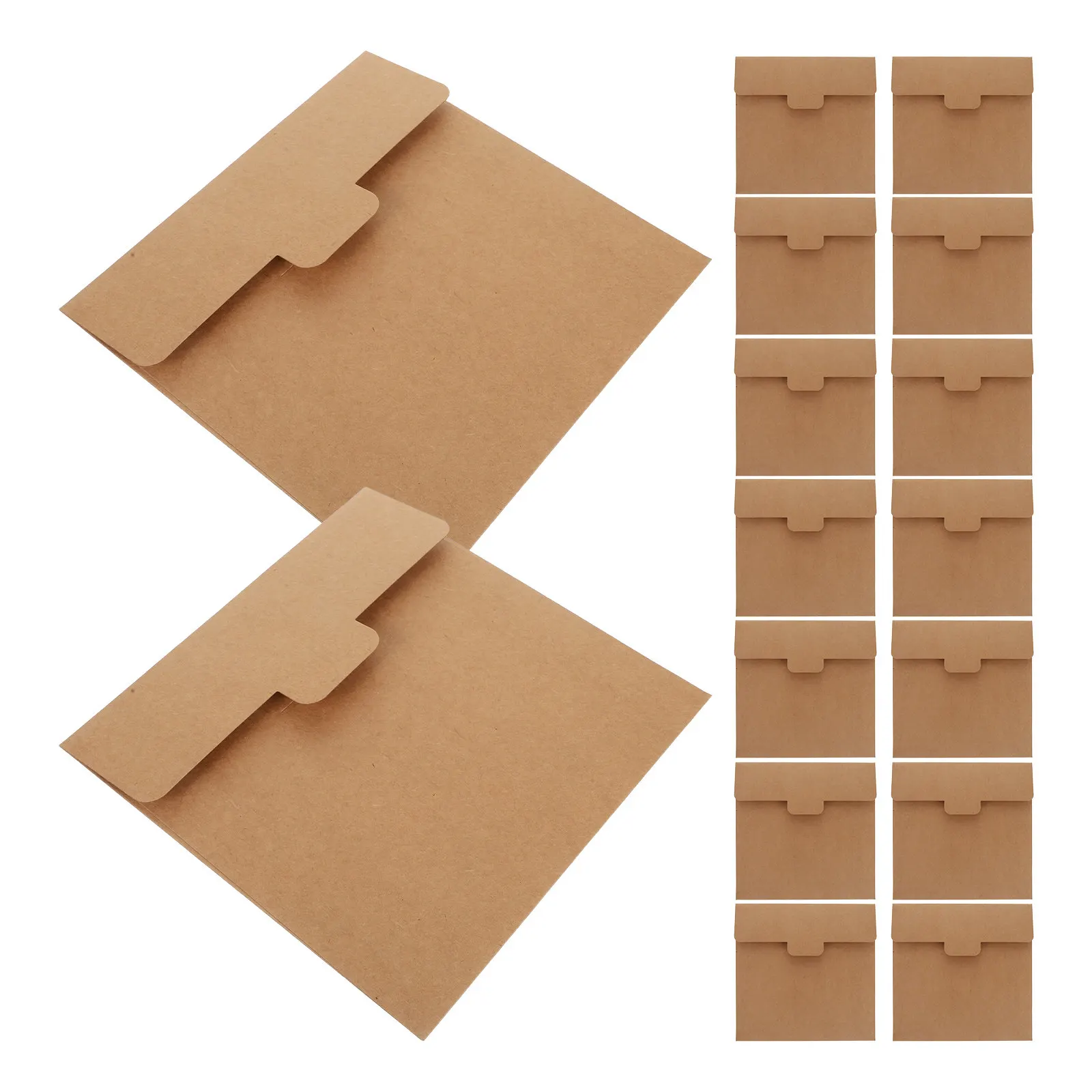 20 Pcs Brown Kraft Paper Bags CD Sleeves Business Envelopes for Cards Square Artwork Holiday Invitation