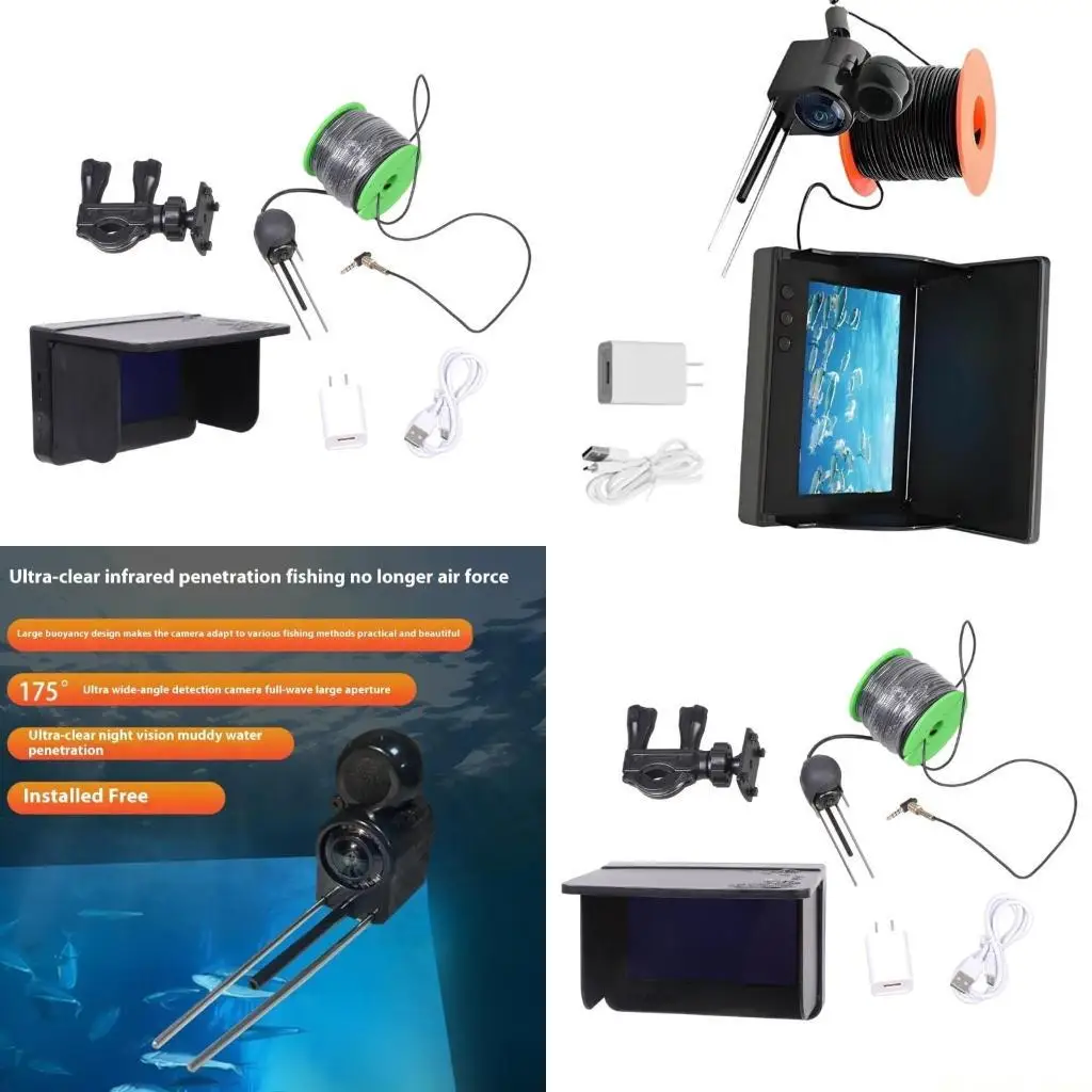 31be-水中釣りカメラ-195°-広角魚群探知機カメラ-5-インチ大画面夜景釣りカメラ