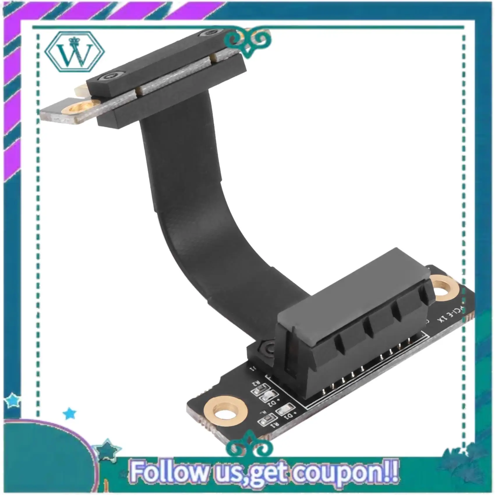 

A75Q-2X PCIE X1 Riser Cable Dual 90 Degree Right Angle Pcie 3.0 X1 To X1 Extension Cable 8Gbps PCI Express 1X Riser Card 5Cm