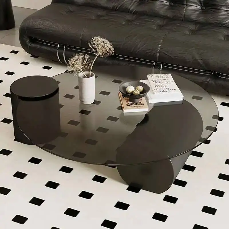 

Designer Glass Living Round Room Coffee Table Writing Nordic Coffee Table Unique Transparent Mesas Bajas Entrance Hall Furniture