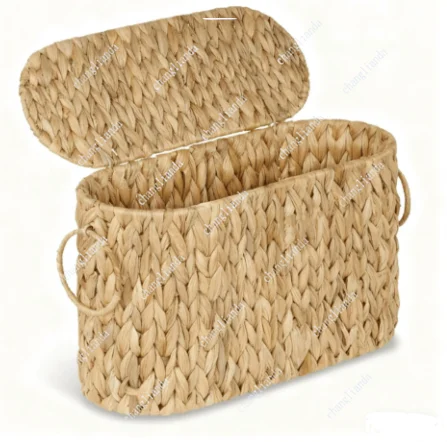 

Knitted wicker storage basket for home, iron craft snack toy miscellaneous items basket with handle