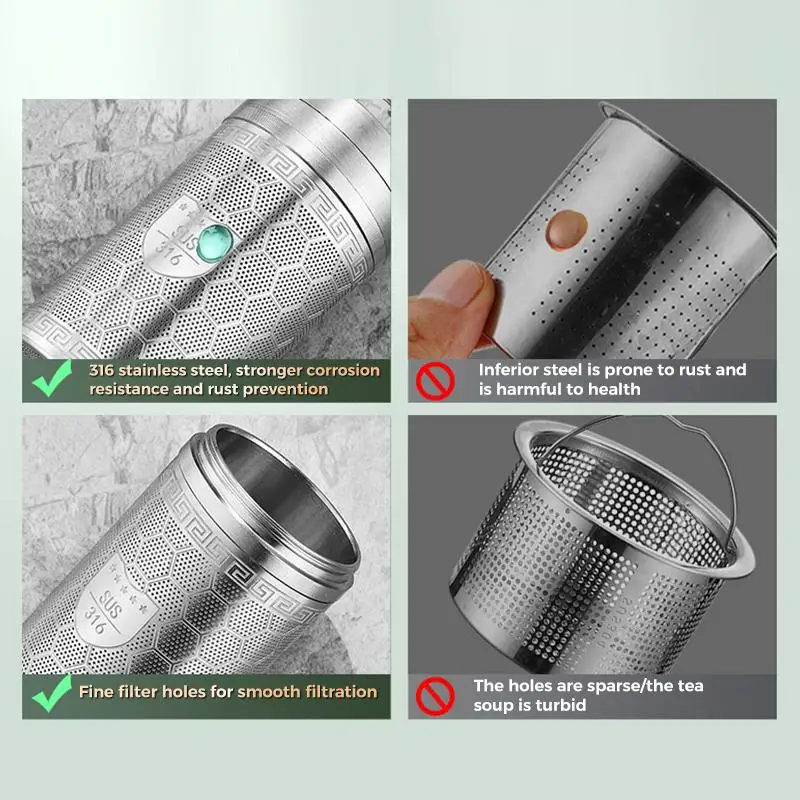 Tee-Infuser aus Edelstahl 316 mit ultrafeiner Netzverlängerungskette für das Aufgießen von losen Teeblättern zu Hause, im Büro oder auf Reisen. – Detail 9